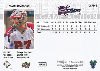 2010 Upper Deck Major League Lacrosse #5 Kevin Buchanan Back